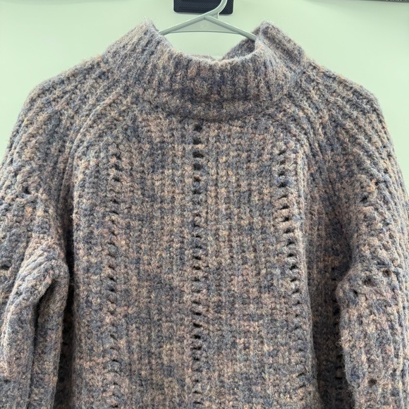 Madewell Pointelle Mockneck Long Sleeve Pullover Sweater in‎ Heather Eggplant M - Picture 4 of 12